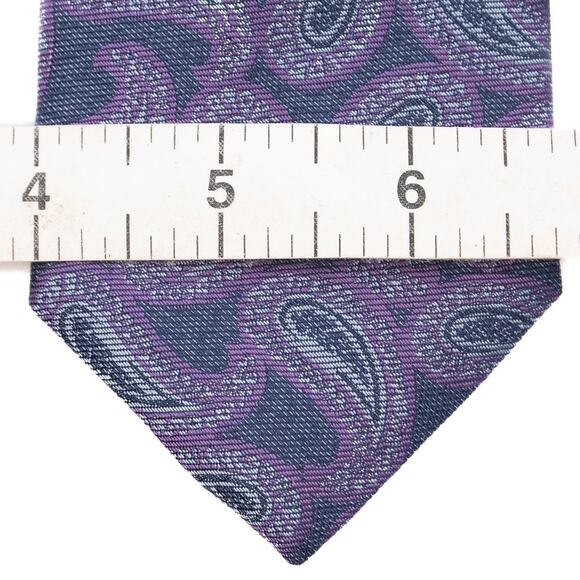 Daniel Cremieux Purple Paisley 100% Silk Neck Tie Made In Italy - Picture 6 of 8